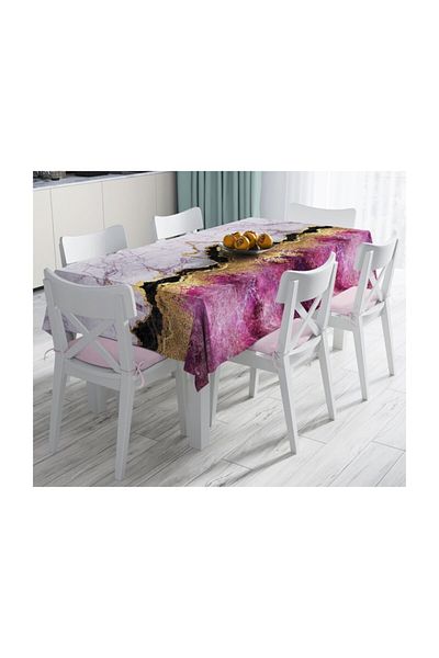 Realhomes Față de masă modernă, rezistentă la pete, cu model de aur alb prune-140x260 cm