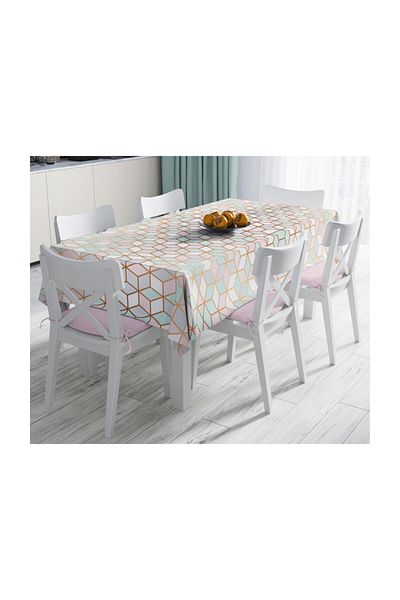 Realhomes Față de masă modernă rezistentă la pete cu modele geometrice 3D-120x140 cm