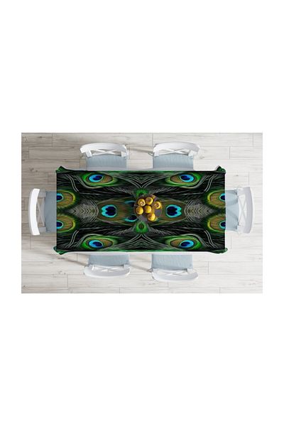 Realhomes Pene colorate pe podea întunecată Față de masă decorativă special concepută rezistentă la pete-140x260 cm