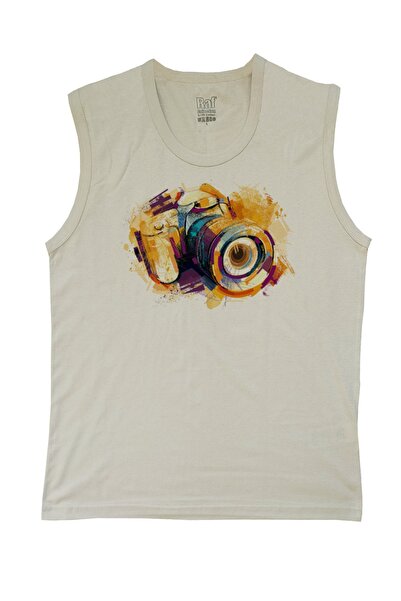 Raf Coll Ανδρικό μπλουζάκι με εμπριμέ αμάνικο πέτρινο χρώμα