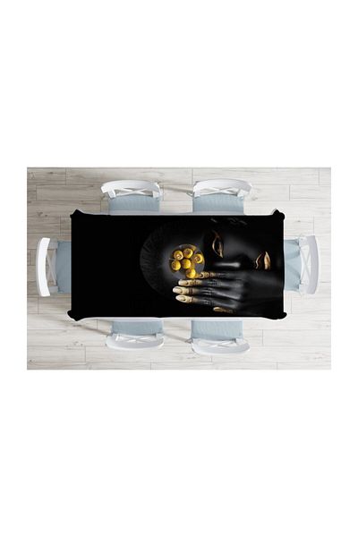 Realhomes Față de masă rezistentă la pete cu imprimare digitală cu design special - 140 X 180 cm