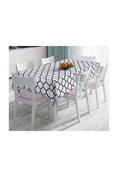 Realhomes Fata de masa decorativa rezistenta la pete cu model Ogea alb-negru - 120 X 140 Cm