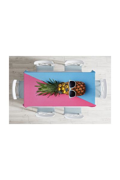 Realhomes Fata de masa Moderna cu Motiv Ananas Roz Albastru-140x220 cm