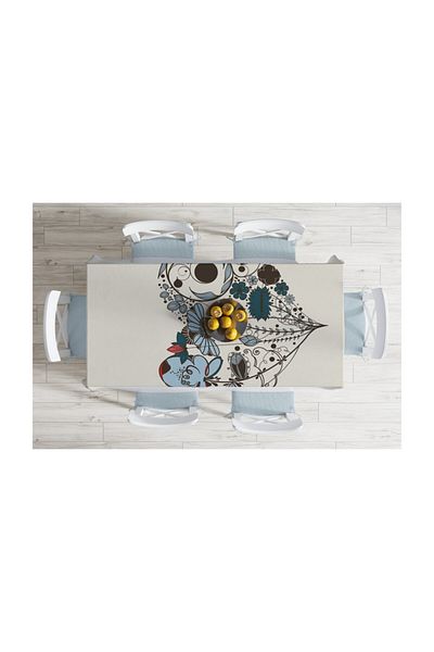 Realhomes Față de masă cu imprimare digitală cu design special, rezistentă la pete - 140 X 180 Cm