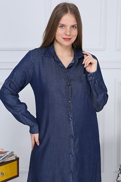 Gül Moda Γυναικείο Μπλε Μεγάλο Μέγεθος Τζιν τουνίκ G013