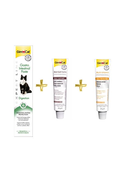 Gimcat Gastro Sindirim Paste 50gr + Anti-hairball Malt 20gr + Multivitamin Pa...