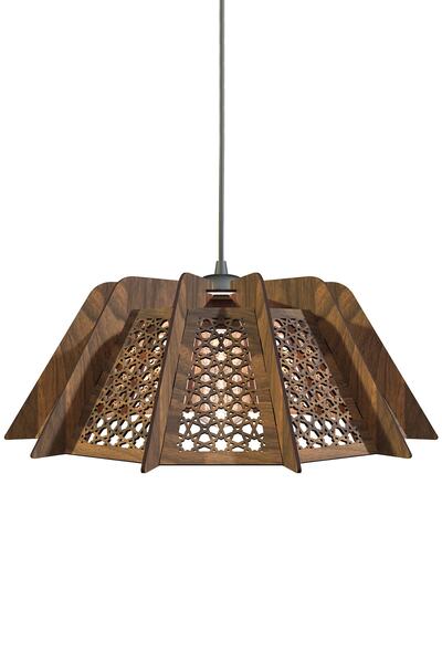KUK Design Ottomanx Wooden Seljuk Chandelier Decorative Pendant Lamp walnut