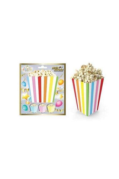 Parti Furyası Rainbow Popcorn Box Corn Box Colorful Corn Box