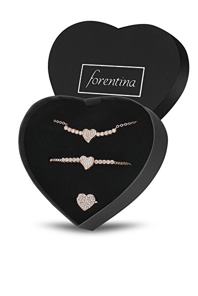 Forentina Rose Kalpli Kolye Bileklik Küpe Set - Ps125700tr