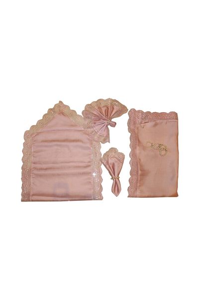 Bilgiçler Set fete de masa dantelate (culoare pudra - dantela frantuzeasca)