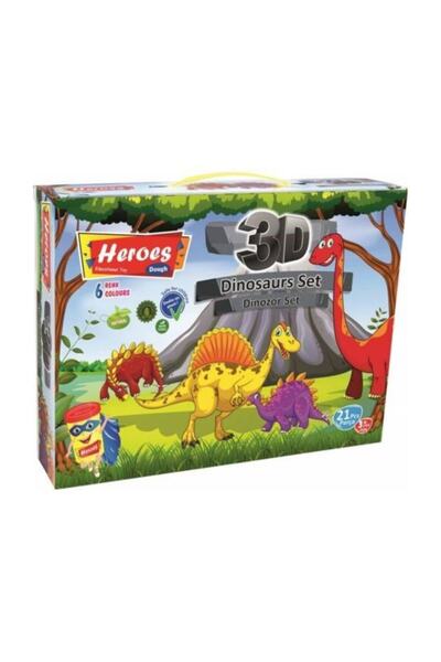 Genel Markalar Oyun Hamuru Kalıbı Heroes 3D Dinazor Oyun Hamuru Seti 21 Parça