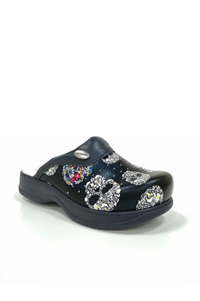 Hipokrat Πλήρες Ορθοπεδικό Ιατρικό Sabo Μαύρο Γυναικείο Παντόφλες με μοτίβο κρανίου