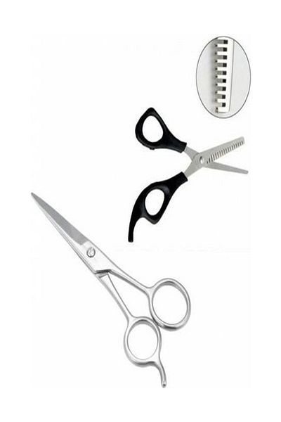 RoseRoi Steel Barber Scissors Set Tailed Steel Scissors Titanium Spacer Scissors Set Barber Hairdresser Hair Beard Nape