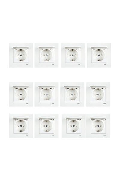 VİKO Karre White Grounded Covered Child Proof 12 Pack Frame Included