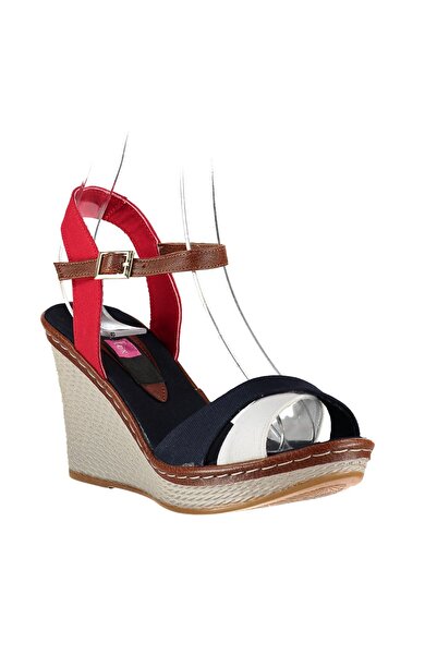 Fox Shoes Navy Blue White Red Women's Wedge Heeled Shoes 9674040205