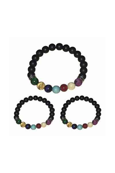 REMEGE 8 Gezegenli Doğal Taş Bileklik Mat Akik Evren Yoga Çakra Galaxy Güneş