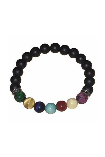 REMEGE 8 Gezegenli Doğal Taş Bileklik Mat Akik Evren Yoga Çakra Galaxy Güneş