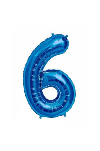 Parti Furyası 6 Years Old Balloon Number Balloon Blue Color 40 Inch Foil Balloon 100 cm