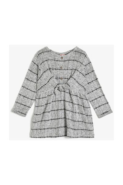 Koton Kids Φόρεμα με κουμπιά κοριτσάκι με μακρυμάνικη λαιμόκοψη
