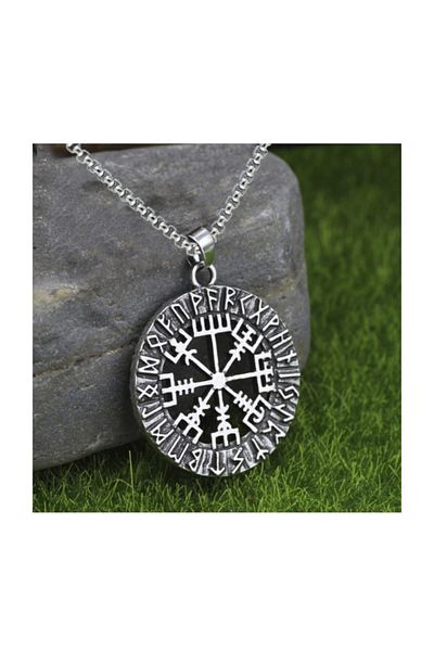Chavin Viking Rune Viking Odin Symbol Steel Necklace Ds70