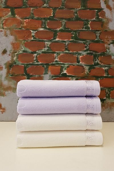 Özdilek Jasmin Embroidered 4-Piece Towel - Powder - Lilac