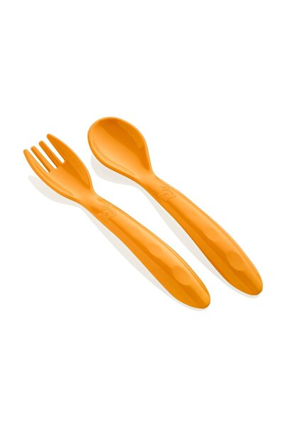Babyjem حاوية تخزين ملعقة شوكة، مجموعة ملاعق شوكة طعام وردية مغبرة باللون الأصفر