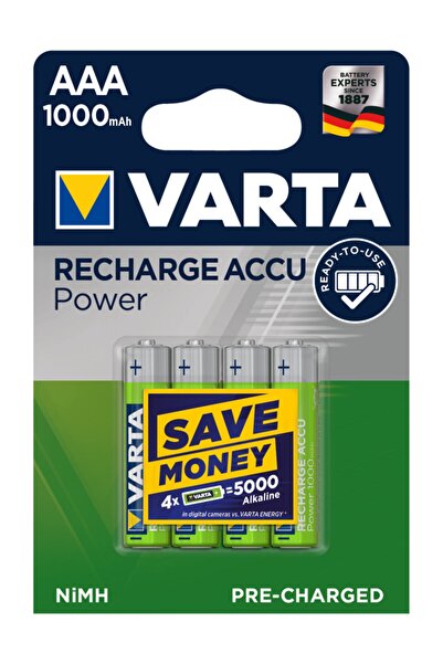 Varta 10 Kart Rechargeable Accu 2 Aaa 1000 Mah (Kutu Içi 20 Pil)