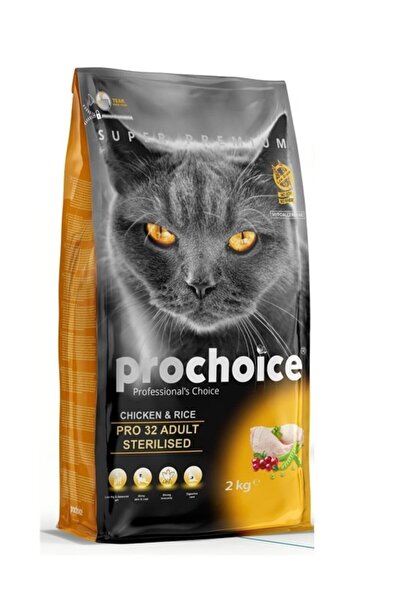 ProChoice Prochoice 2 Adet Pro 32 Sterilised Tavuklu Pirinçli Kısırlaştırılmış Kedi Maması 2 kg X 2 = 4 kg