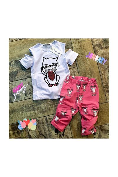 Tarzkids Set colanți pentru fetiță cu paiete pisică