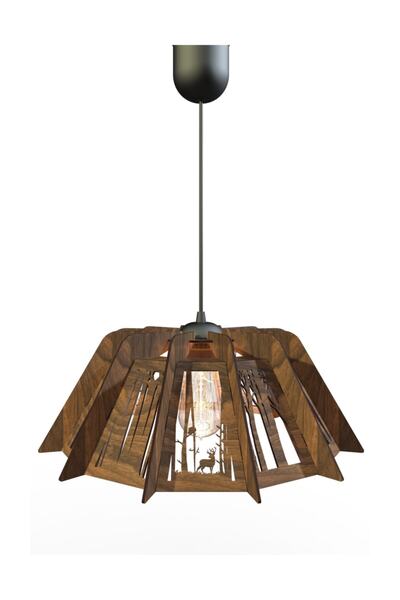 KUK Design Ahşap Otantik Avize Dekoratif Sarkıt (ceviz)