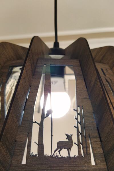 KUK Design Ahşap Otantik Avize Dekoratif Sarkıt (ceviz)