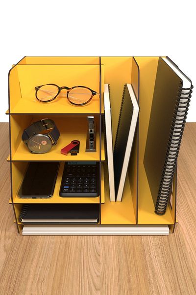 KUK Design Voronoi Модерен настолен органайзер А4 Офис рафт за документи, жълт