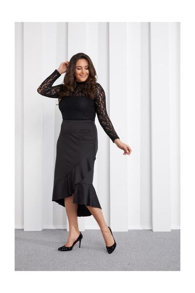 Seamoda Women's Ruffle Skirt Black