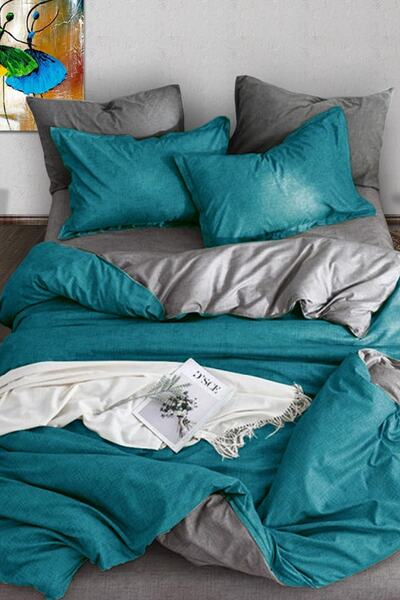 Always طقم غطاء لحاف مزدوج من القطن 100% سهل الكي