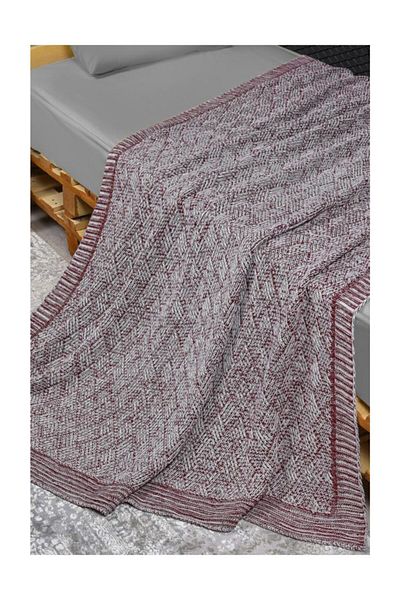 KONFOR Single Claret Red Knitwear Blanket