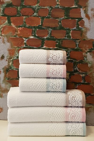 Özdilek Σετ πετσετών μπάνιου Evony 6 τεμαχίων - Mint Powder Beige