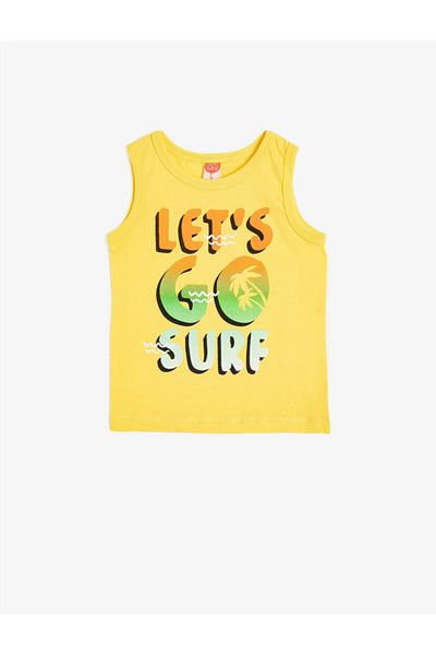 Koton Baby Boy Yellow Printed Crew Neck Undershirt