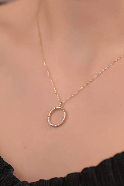 Ayyıldız Kuyumculuk Kadın Yarım Taşlı Halka Kolye