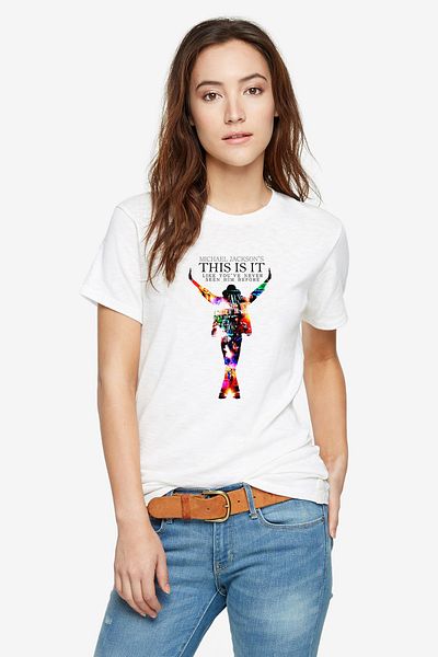 QIVI Λευκό γυναικείο μπλουζάκι με στάμπα Michael Jackson