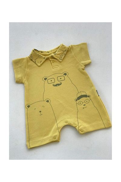 Bebitof Baby Bebitof Bulk Bears Shirt Collar Snap Fastener Bodysuit