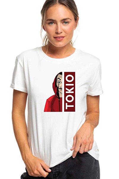 QIVI La Case De Papel Tokyo Tokyo Štampano Bela ženska majica