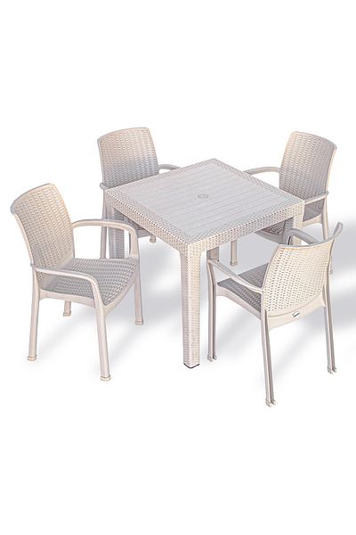 Estelia Rattan 80x80 Masa 4 Rattan Royal Koltuk Kapucino Trendyol