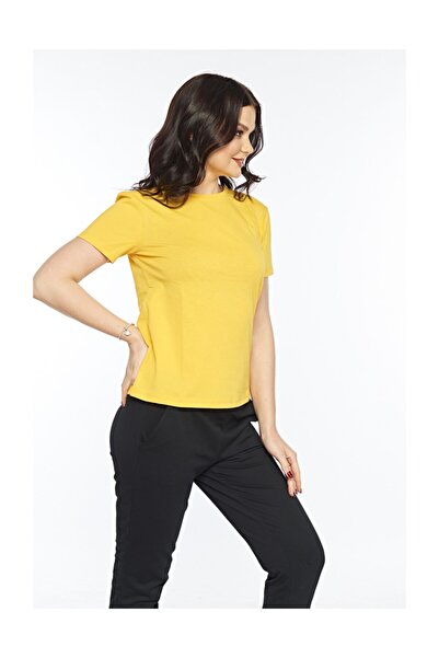 ESPİNA Yellow Crew Neck Knitted T-shirt