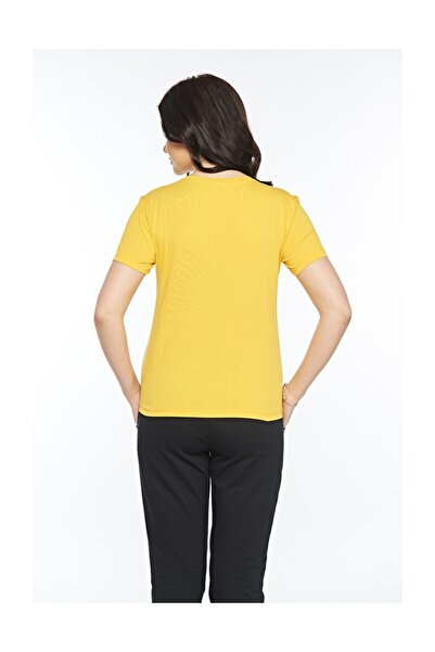 ESPİNA Yellow Crew Neck Knitted T-shirt