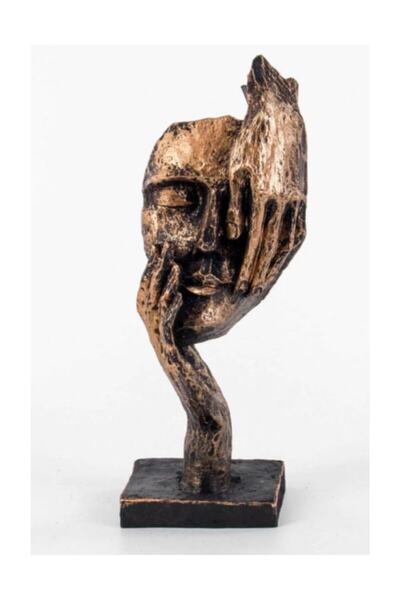 Bronz Rengi Görmedim Figürlü Mask Biblo 11x7x27 cm