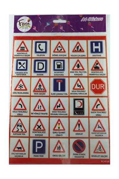 Face Renkli Dünya A4 Trafik Işaretleri Stıcker