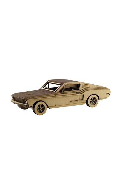 3D SERGİ 3D Wooden Puzzle 97 Pieces 1968 Model Ford Mustang Car Model