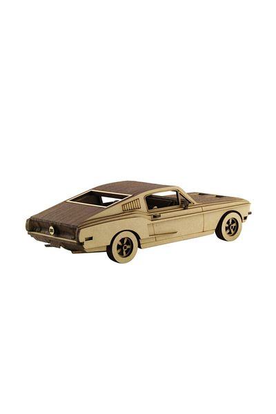 3D SERGİ 3D Wooden Puzzle 97 Pieces 1968 Model Ford Mustang Car Model