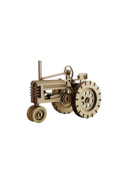 3D SERGİ 3D Wooden Farm Tractor Model 129 Pieces