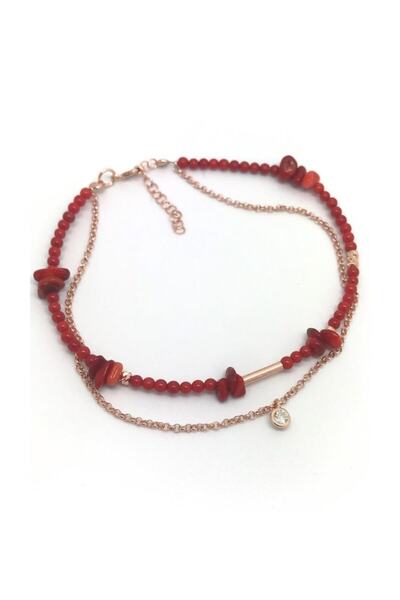 Erer Gümüş Gümüş Mercan Taşlı Halhal Gl12r3